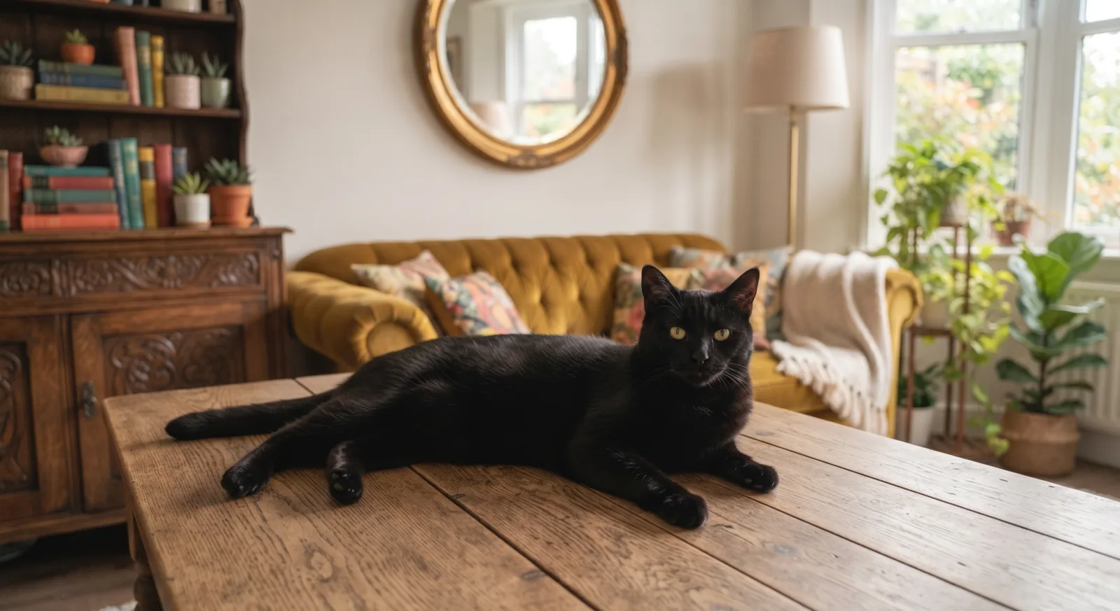 An alert black cat — pets go missing regardless of species.