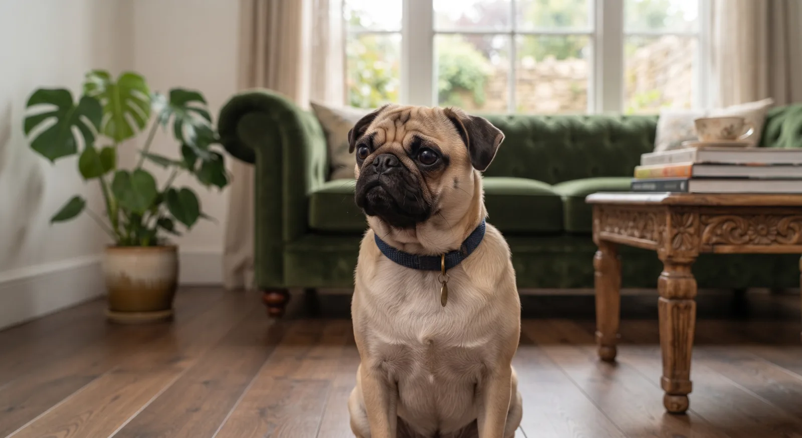 A pug at home